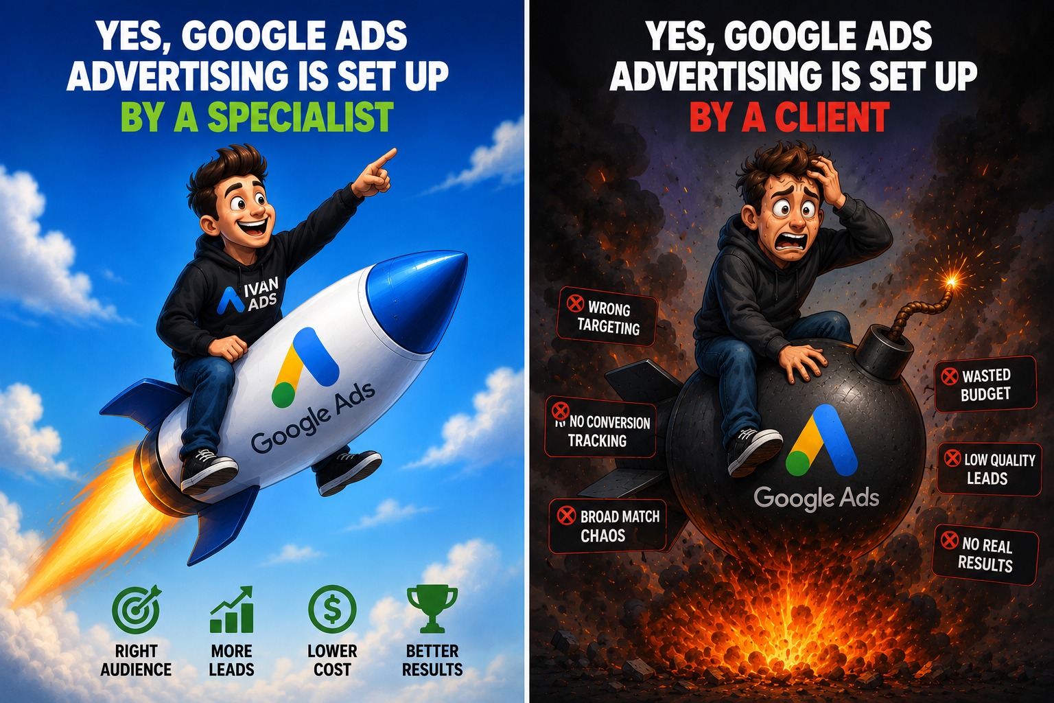 Meme om Google Ads kampanje som ikke fungerer
