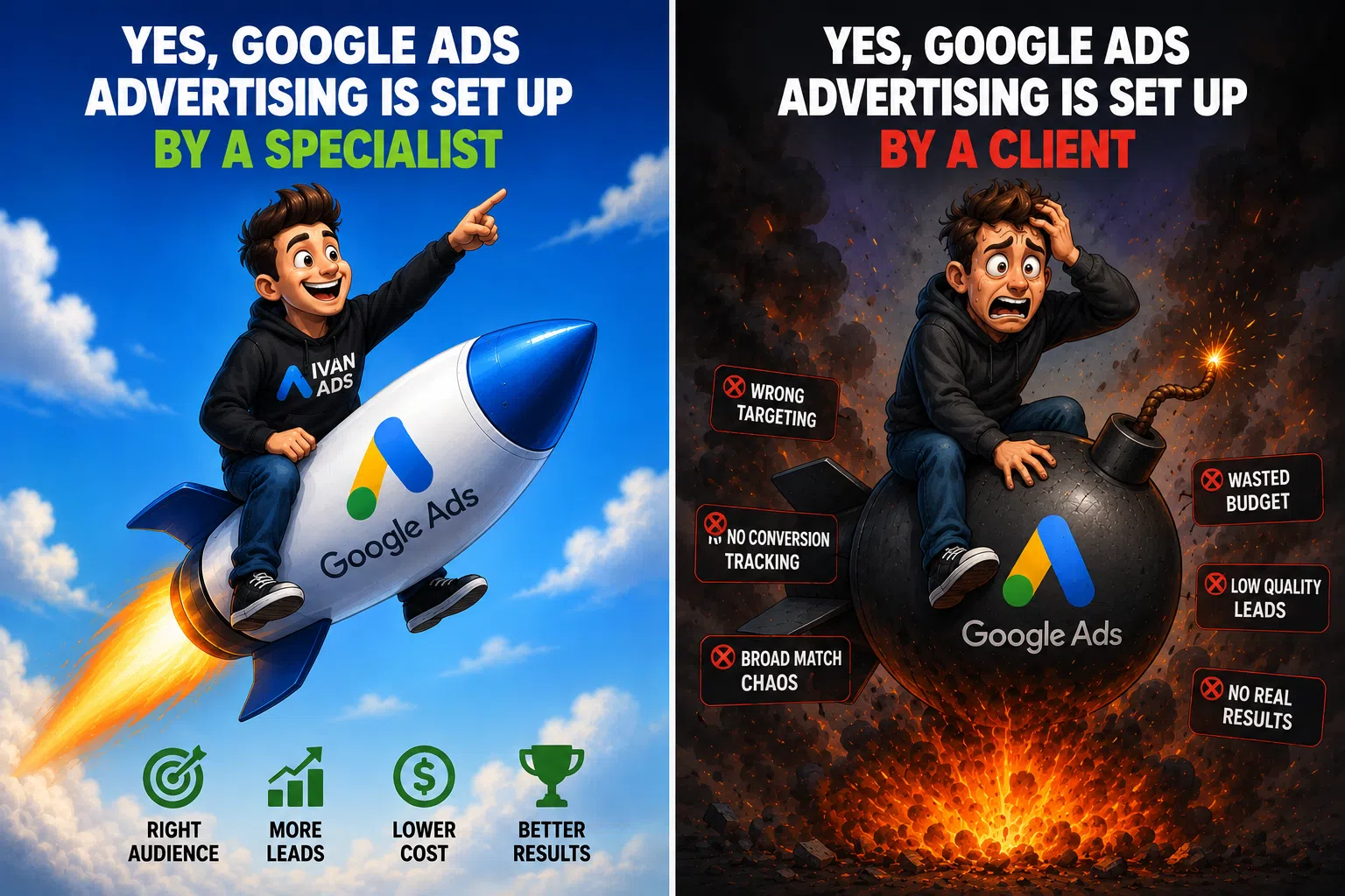 Meme om Google Ads kampanje som ikke fungerer